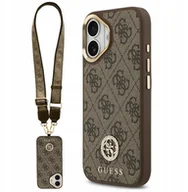 Etui i futerały do telefonów - Etui Guess 4G Strass Logo & Big Strap Metal Buttons MagSafe do iPhone 17 brązowy - miniaturka - grafika 1
