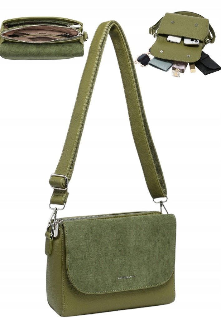 Torebka Torba Damska Listonoszka LUIGISANTO Pasek HS6812 Green