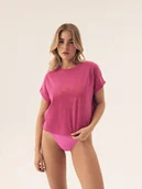 Bluzki damskie - Koszulka z krótkim rękawem Venice Bloovii fuksja L - miniaturka - grafika 1