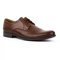Półbuty męskie - Buty męskie eleganckie skórzane 344KAM brązowe - KAMPOL - miniaturka - grafika 1