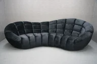 Sofy i kanapy - Sofa Owalna Retro Tapicerowana I Pikowana Czarna 315 Cm B 3014 - miniaturka - grafika 1