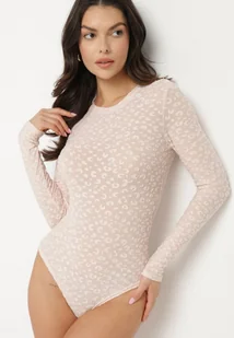 Różowe Dopasowane Body z Wiskozą w Panterkowy Wzór Meliona - Body - miniaturka - grafika 1