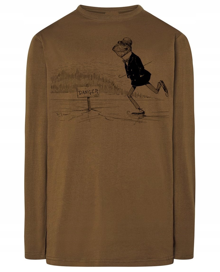 Longsleeve zabawny nadruk ŻABA NA ŁYŻWACH r.XS
