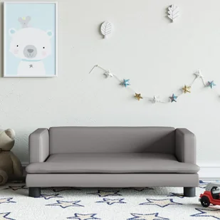 vidaXL Sofa dla dzieci, szara, 80x45x30 cm, sztuczna skóra - Meble do sypialni - miniaturka - grafika 1