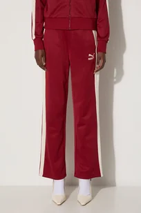 Puma spodnie dresowe Iconic T7 Straight Leg Track Pants kolor bordowy wzorzyste 627996 - Spodnie damskie - miniaturka - grafika 1