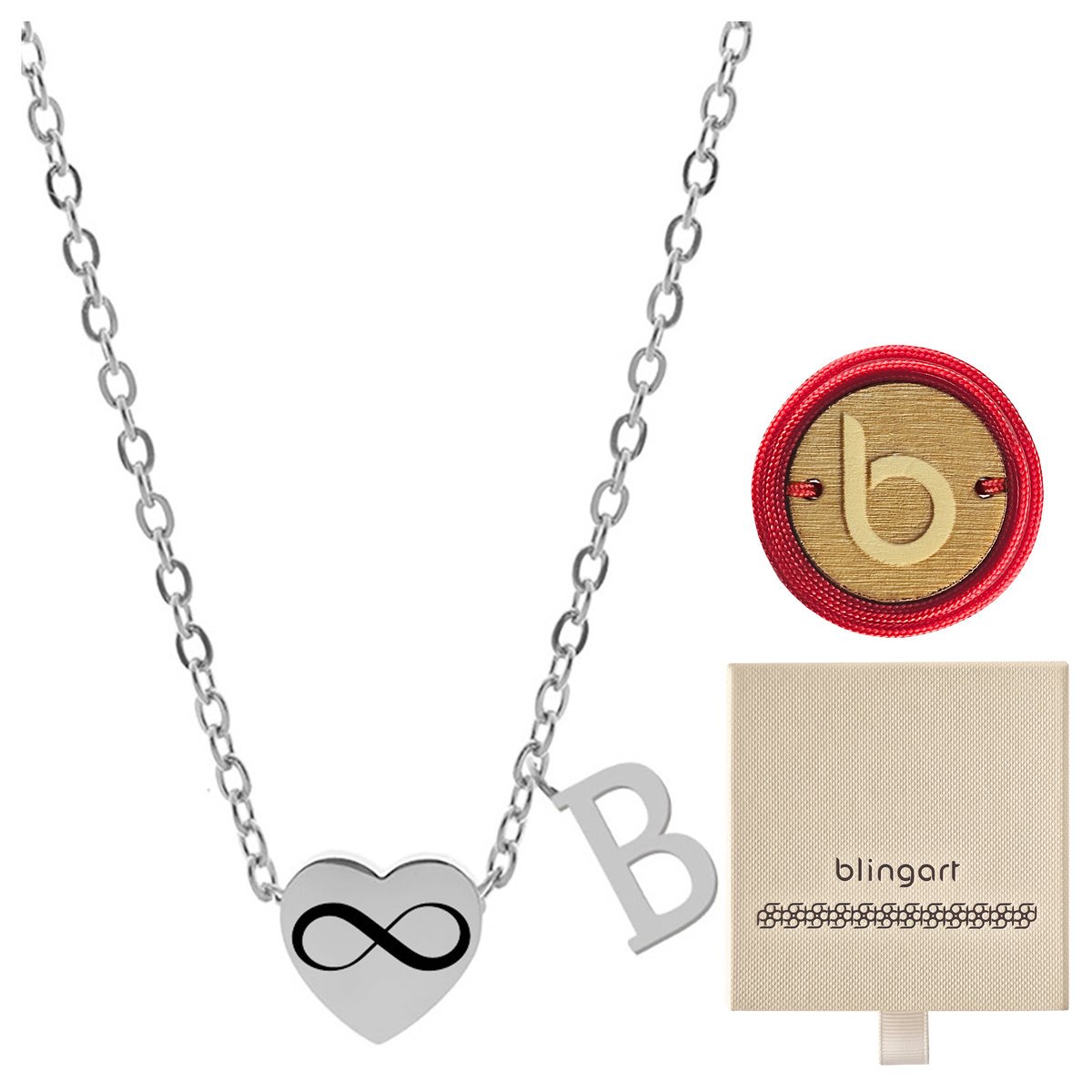 Naszyjnik damski celebrytka literka B serce stal chirurgiczna BLINGART