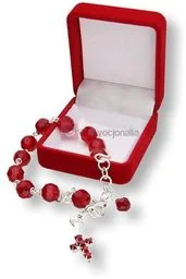 Różaniec kryształkowy CZERWONY Preciosa 10tka na rękę - Różańce - miniaturka - grafika 1