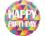 Balony i akcesoria - Balon foliowy 18" CIR - Colorful Triangles Birthday - miniaturka - grafika 1