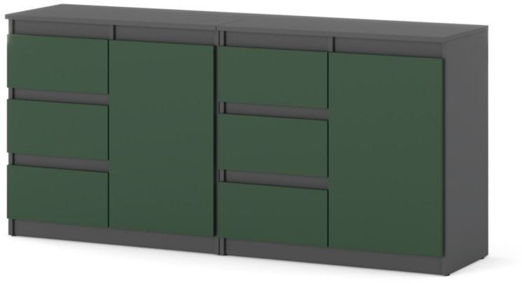 Komoda 160cm Nowoczesna Zestaw Salon Sypialnia Szary Mat Butelkowa Zieleń