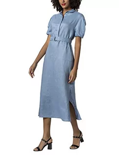 Sukienki - APART damska sukienka lniana, jasnoniebieski, 38 PL - grafika 1