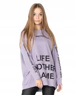 Bluzy damskie - Długa Duża Bluza Oversize Damska Tunika 4563-4 r M - miniaturka - grafika 1