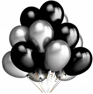 Balony Srebrne Czarne 50szt Ślub Wesele Urodziny - Wesele i ślub - miniaturka - grafika 1