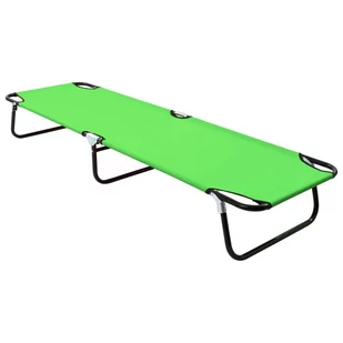 vidaXL Składany leżak, stal, zielony - Leżaki ogrodowe - miniaturka - grafika 1