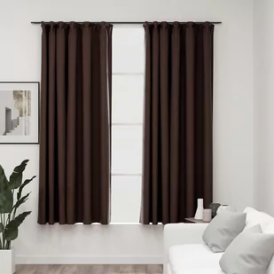 vidaXL Zasłony stylizowane na lniane, 2 szt., taupe, 140x175 cm - Zasłony - miniaturka - grafika 1