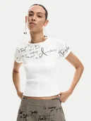 Koszulki i topy damskie - Desigual T-Shirt Helsinki 26SWTK10 Écru Slim Fit - miniaturka - grafika 1