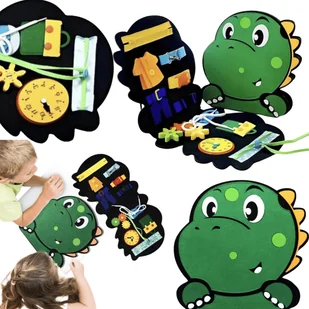 Książeczka Montessori Dinobook Edukacyjna Zabawa dla Maluchów Sensoryczna - Zabawki interaktywne dla dzieci - miniaturka - grafika 1