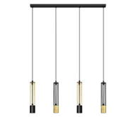 Lampy sufitowe - LED Żyrandol na lince BARS 4xGU10/4,8W/230V czarny/złoty - miniaturka - grafika 1