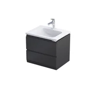 Szafki łazienkowe - Oristo Brylant szafka z umywalką wisząca 59x50x45 czarny mat OR36-SD2S-60-8-V3/UME-BE-60-92 | - miniaturka - grafika 1