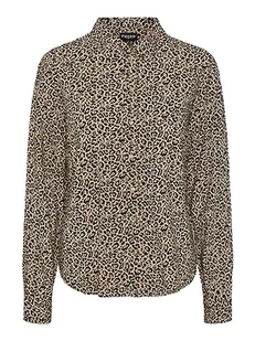 PIECES Damska bluzka Pcnova Ls Noos Bc, Silver Mink/Aop: leo, M - Bluzki damskie - miniaturka - grafika 1