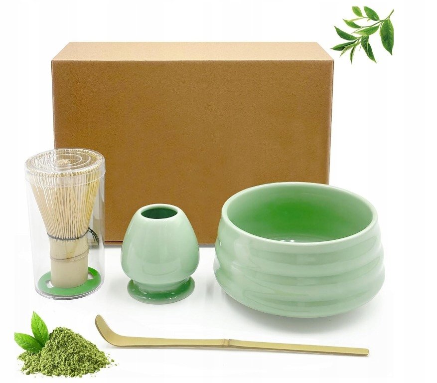 Matcha 4w1 zestaw matchy Czarka Miotełka Chasen Łyżeczka Chashaku Podstawka