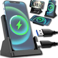 Ładowarki do telefonów - ŁADOWARKA INDUKCYJNA BEZPRZEWODOWA QI STACJA ŁADUJĄCA 3w1 10W DO TELEFONU - miniaturka - grafika 1