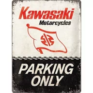 Dekoracje domu - Art Nostalgic 23260 - Kawasaki - Parking Only, blaszana tabliczka retro, tabliczka w stylu vintage, dekoracja ścienna, metal, 30x40 cm 23260 - miniaturka - grafika 1