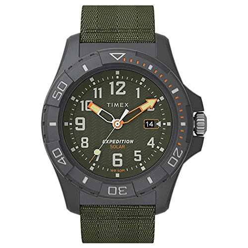 Timex Męski analogowy zegarek na rękę z paskiem materiałowym Expedition North Freedive Ocean, zielony, Pasek