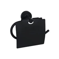 Stojaki i wieszaki na papier toaletowy - Uchwyt WC na papier Foryou z klapką czarny - miniaturka - grafika 1