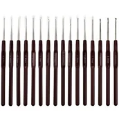 Pasmanteria - Zestaw Szydełek Do Szydełkowania Szydełka 16 Szt. Od 0,5 Do 2,5 Mm Brązowe - miniaturka - grafika 1