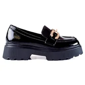 Półbuty damskie - Lakierowane czarne półbuty Vinceza - miniaturka - grafika 1