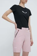 Spodenki damskie - Salewa szorty outdoorowe Pedroc DST kolor różowy gładkie medium waist - miniaturka - grafika 1