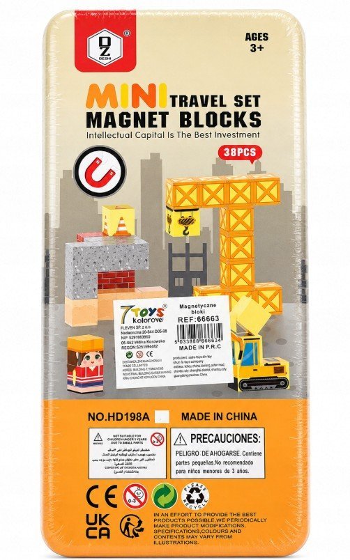 KLOCKI MAGNETYCZNE 38 KLOCKÓW Mini Travel Set