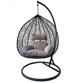 Fotele ogrodowe wiszące - Bujak fotel wiszący okrągły 105 x 70 cm szary - miniaturka - grafika 1
