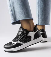 Sneakersy damskie - Czarne sneakersy zdobione monogramem Isidora -38 - miniaturka - grafika 1