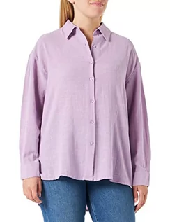 Bluzki damskie - Blue Seven Damska bluzka koszulowa oversized, liliowa oryginalna, L, bez Orig, L - grafika 1