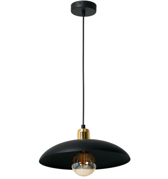 EWILIGHT Lampa sufitowa wisząca klosz RAMI E27 czarny/złoty