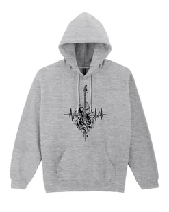 Bluza Gitara Heartbeat dla Muzyka Gitarzysty z Nadrukiem Szara L - Bluzy męskie - miniaturka - grafika 1