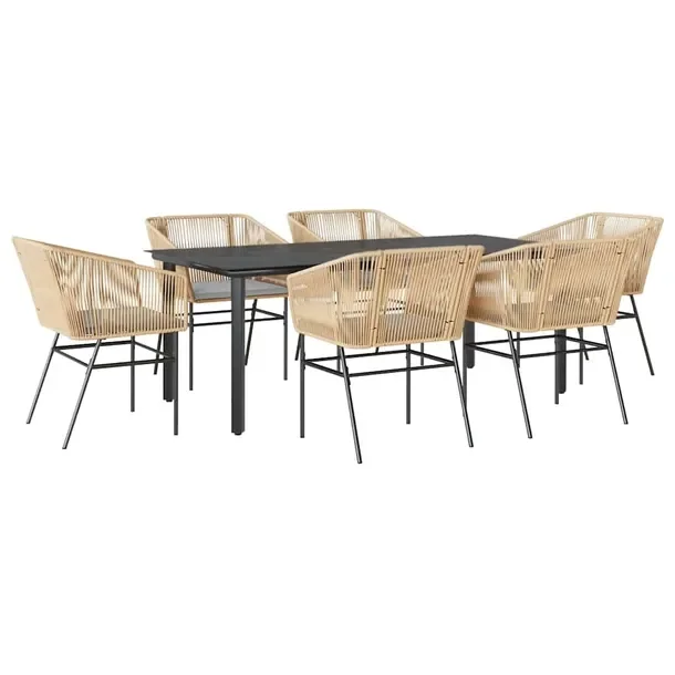 Zestaw Mebli Ogrodowych Rattan PE i Stal, Stół 200x100x74 cm, Krzesła 63