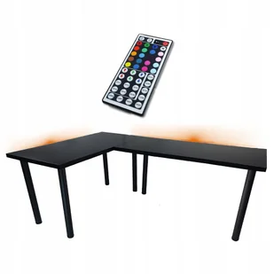 Biurko Gamingowe Narożne Czarne Led Rgb - Biurka gamingowe - miniaturka - grafika 1