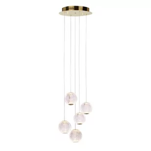 Italux Wisząca LAMPA kaskada ROSARIO PND-12220121-5A-GD okrągła OPRAWA szklany ZWIS LED 21W 3000K glamour przezroczysty PND-12220121-5A-GD - Lampy sufitowe - miniaturka - grafika 1