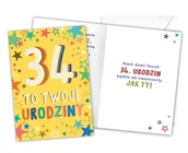 Kartki okolicznościowe i zaproszenia - Karnet LKL-037 34. urodziny - miniaturka - grafika 1