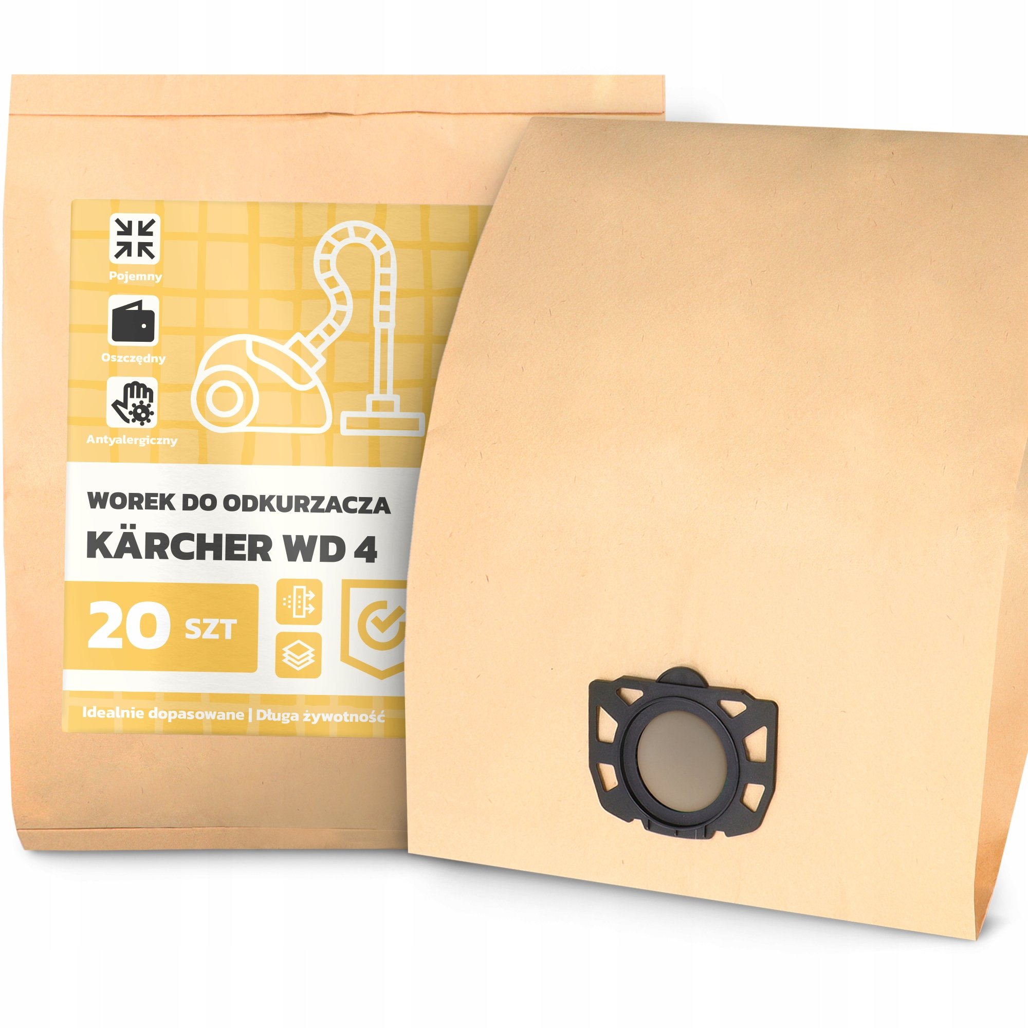20x Worek do Odkurzacza Kärcher Wd 4 Papierowy Pojemny Odporny Worki 2A-W