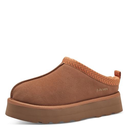s.Oliver Damskie kapcie Mule Flat 5-27104-43, koniak, 41 EU