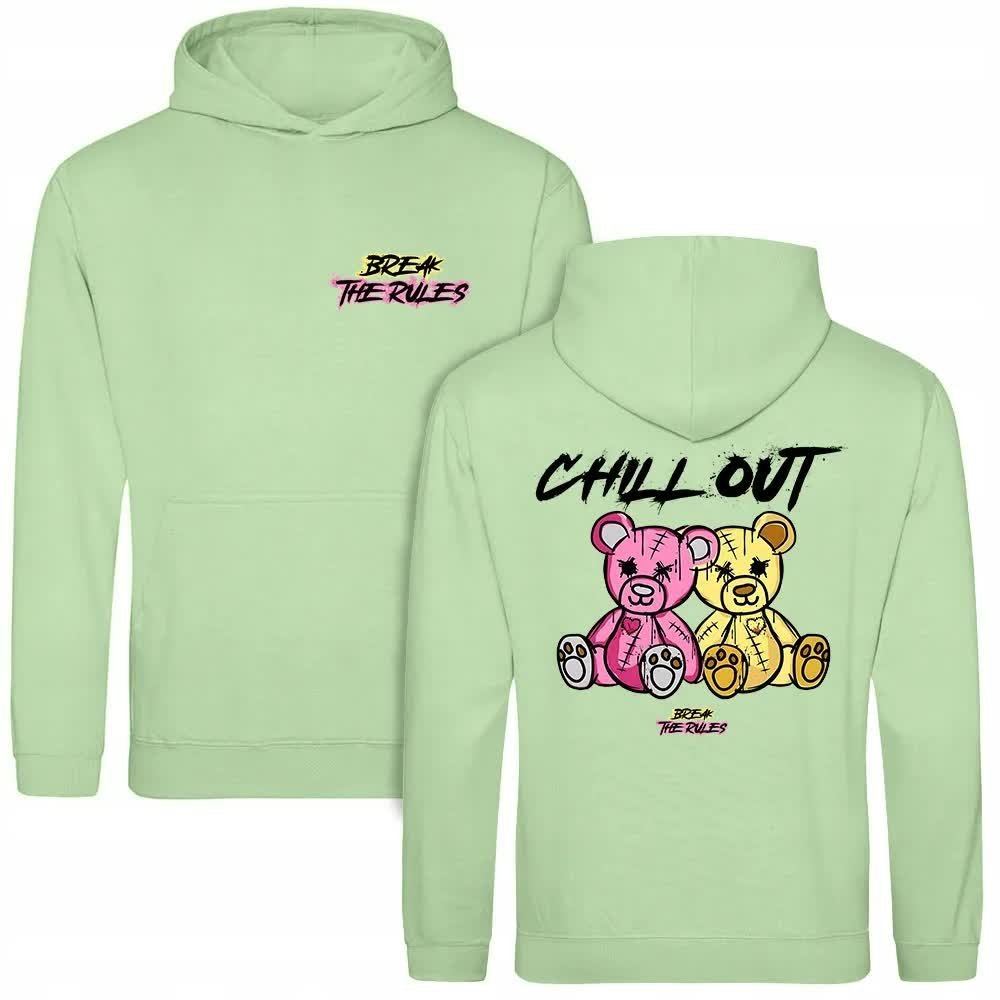 Bluza PISTACHIO GREEN Damska z Kapturem CHILL OUT Młodzieżowe Wzory Rozm S