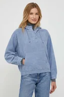 Bluzy damskie - Pepe Jeans bluza damska kolor niebieski z kapturem gładka - miniaturka - grafika 1