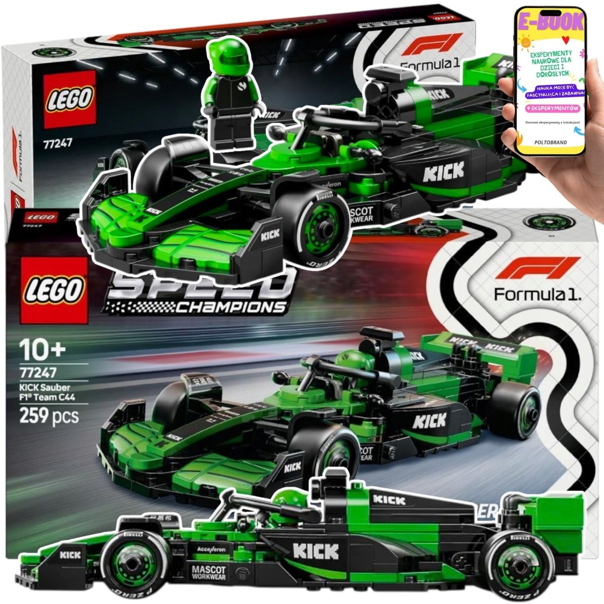 ZESTAW PREZENT LEGO Bolid F1 KICK Sauber C44 (77247) AUTKO LEGO PREZENT Na Urodziny Dla Dziecka Syna Chłopca + EBOOK