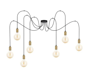 Żyrandol na lince MIROS 7xE27/60W/230V czarny/złoty - Lampy sufitowe - miniaturka - grafika 1