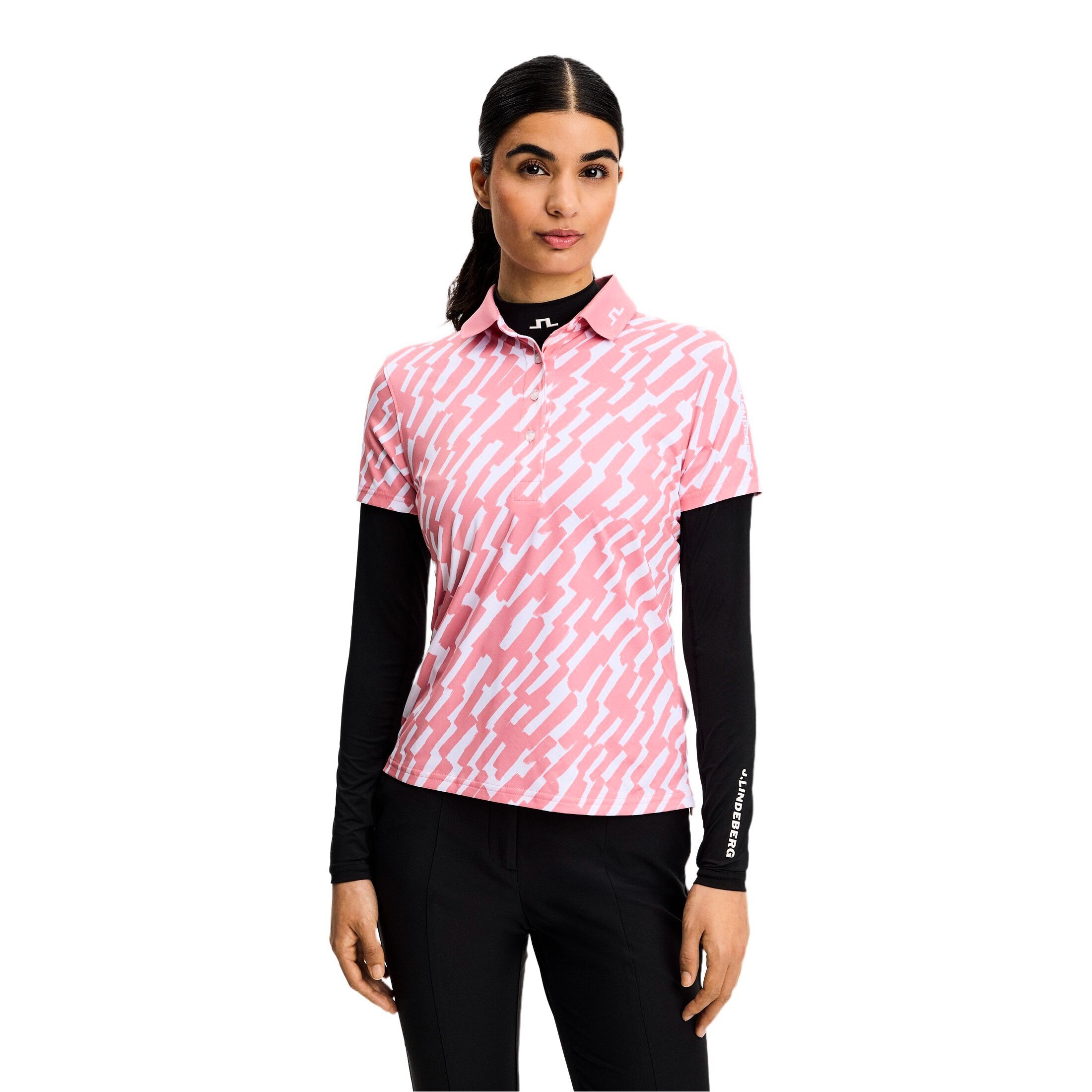 Koszulka damska J.Lindeberg Tour Tech Print Polo Oak Flamingo L