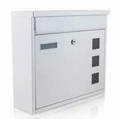 Skrzynki na listy - Skrzynka ścienna pocztowa na listy z okienkami biała - miniaturka - grafika 1