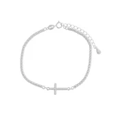 Bransoletki - Srebrna 925 Bransoletka Krzyżyk z cyrkoniami - miniaturka - grafika 1